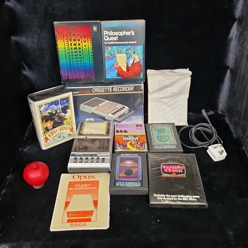 A group of vintage Tech BBC Microcomputer cassette software and ...