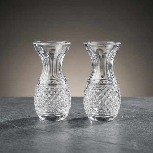 130 - A pair of neat size Waterford Crystal bud vases in the Colleen pattern. Both in good condition with ... 