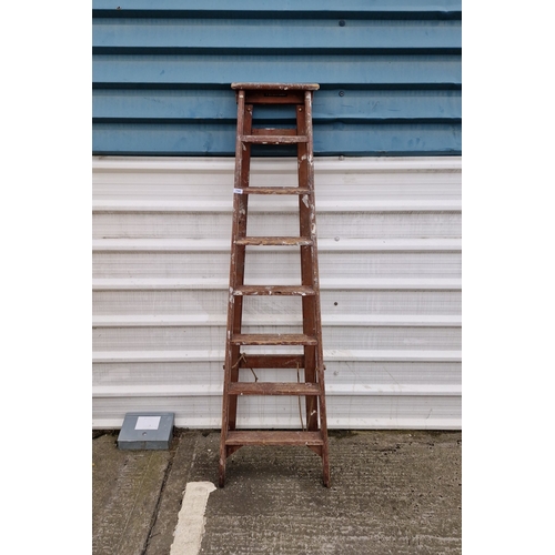 Youngman wooden step ladder, with hinged A-frame construction, stepped ...