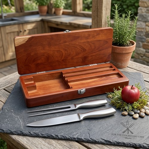 169 - An as new unused Oneida two piece knife and fork carving set in original wooden case.