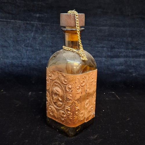 124 - A vintage collectible figure of a horse and  a wooden carr, which serves as a display for a bottle. ... 