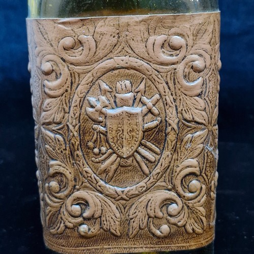 124 - A vintage collectible figure of a horse and  a wooden carr, which serves as a display for a bottle. ... 