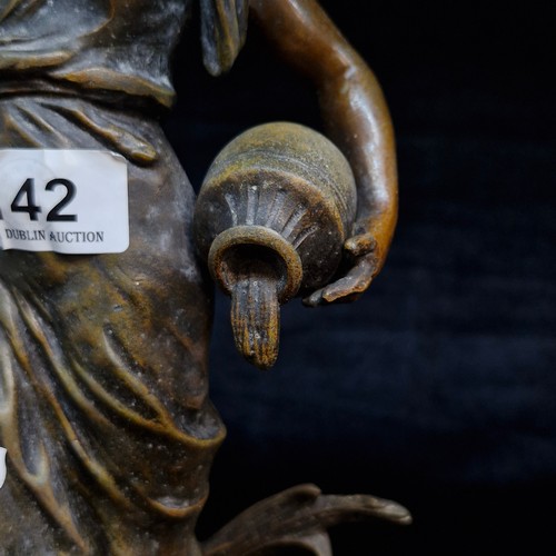 142 - A beautiful antique cast spelter statue titled ''Source d'Harmonie' by L&F Moreau (Louis Auguste Mor... 