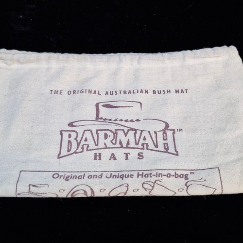 143 - An original Barmah Australian foldable bush hat in chocolate brown suede leather. Size M. With origi... 