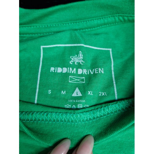 175 - Two as new T-shirts including Next Level Apparel Roots from the Yard T-shirt size large and a Riddim... 