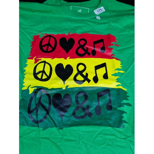175 - Two as new T-shirts including Next Level Apparel Roots from the Yard T-shirt size large and a Riddim... 