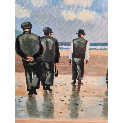 66 - Star Lot: A large oil on board painting after 'John Skelton (1924-2009)' titled 'Men Of Aran'. Featu... 