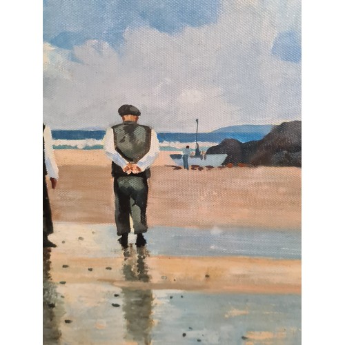 66 - Star Lot: A large oil on board painting after 'John Skelton (1924-2009)' titled 'Men Of Aran'. Featu... 