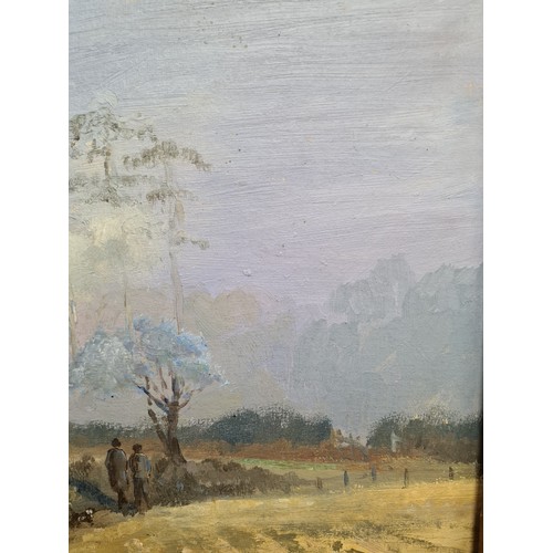 69 - Star Lot: A wonderful 1981 oil on board painting. Features an Irish rural landscape with figures and... 