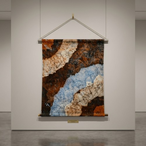 104 - Star Lot: A brilliant vibrant original very large A/P 'Bernadette Madden (Irish, b.1948)' Batik on l... 