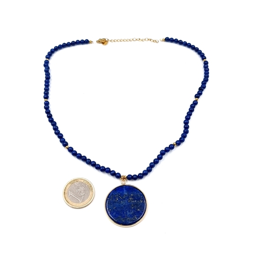 16 - A most attractive blue Lapis Lazuli pendant beaded necklace. Weight - 19.8 grams. Cold to the touch.... 