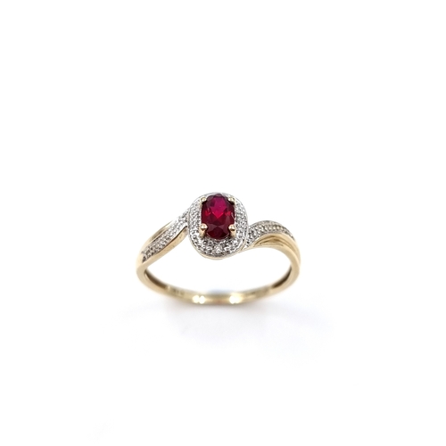 2 - Star Lot: A stunning Diamond and Ruby ring set in nine carat gold. Size - R, Weight - 1.98 grams. Pl... 