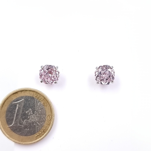 22 - A pair of Sterling Silver Pink Gemstone stud earrings. Weight - 2.67 grams. Please note, the image o... 