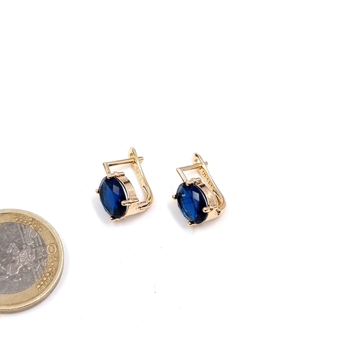 44 - A pair of Goldplated Blue gemstone stud earrings. Weight - 3 grams. Please note, the image of the mo... 