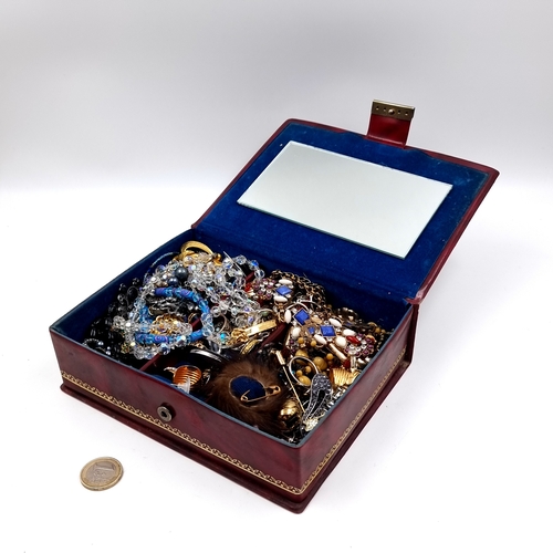 54 - A large collection of assorted gemstone rings together with assorted gemstone necklaces. Total weigh... 