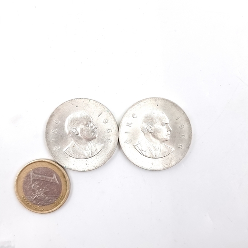 59 - Two Padraig Pearse 1966 Silver commemorative 10 shilling coins. Silver content 83.3%.