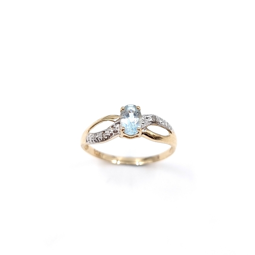 8 - Star Lot: A lovely Topaz and Diamond ring set in nine carat gold. Size - P 1/2, Weight - 1.28 grams.... 