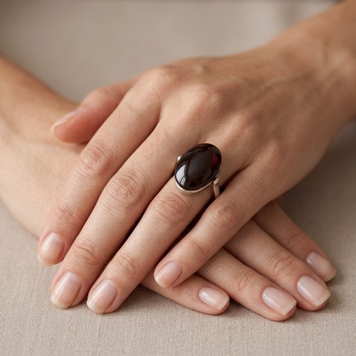 26 - A gorgeous large Red Lozenge ring set in Sterling Silver. Size - L, Weight - 8 grams. This is fab. P... 