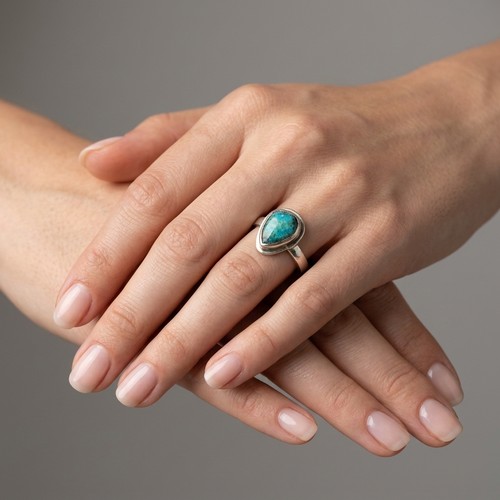 40 - Two Tourmaline gemstone rings. Set in Sterling Silver. Sizes - M & Q 1/2, Weight - 8 grams. Please n... 