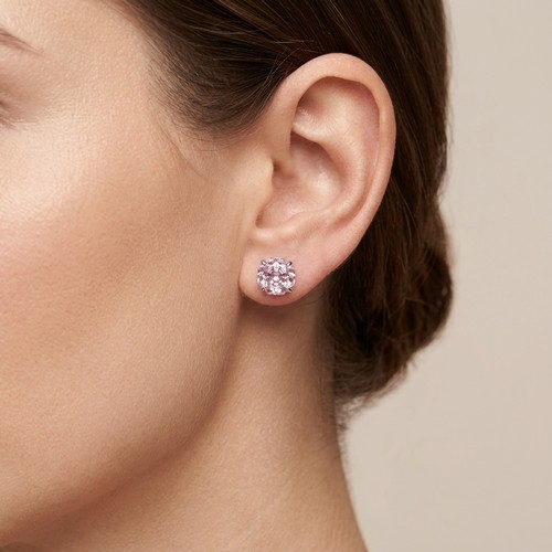 22 - A pair of Sterling Silver Pink Gemstone stud earrings. Weight - 2.67 grams. Please note, the image o... 