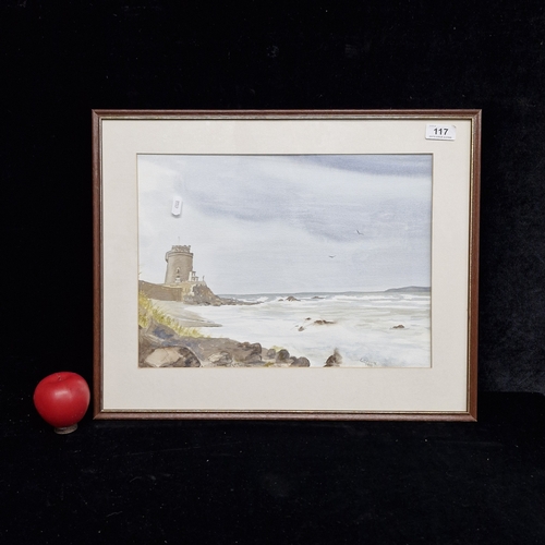 117 - A 1993 watercolour on paper painting by 'L Maguire'. Features an Irish coastal landscape with the Ma... 