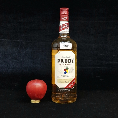 A sealed one litre bottle of Paddy Irish Whiskey. €40