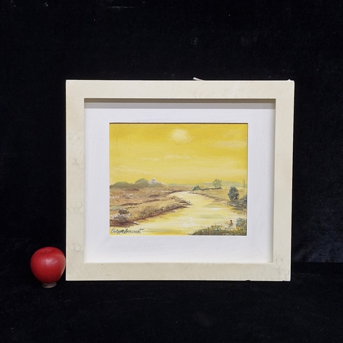77 - A serene oil on board painting by 'Phillippe Bosonnet' titled 'Golden Moments'. Features a landscape... 