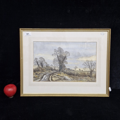81 - A 1974 'Edward Stamp' watercolour and ink on paper painting titled 'January Evening, Cullington Buck... 