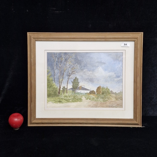 84 - A 'A. Clancy' chalk pastel on paper painting / drawing. Features a quaint countryside landscape with... 