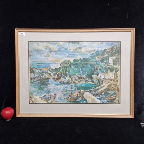 93 - A print after 'Oskar Kokoschka' titled 'Polperro II'. Housed in a wooden frame behind glass.