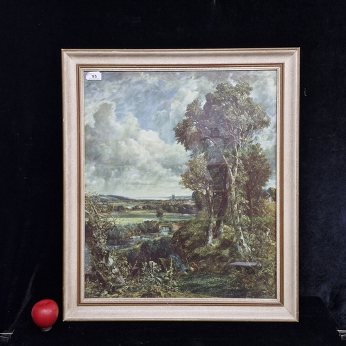 95 - A very large print after 'John Constable' titled 'The Vale of Dedham'. Housed in a wooden frame behi... 
