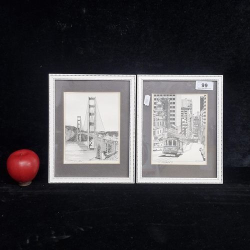 99 - Two hand signed 'James Millard' lithograph prints featuring 'San Francisco street scene' and 'Golden... 