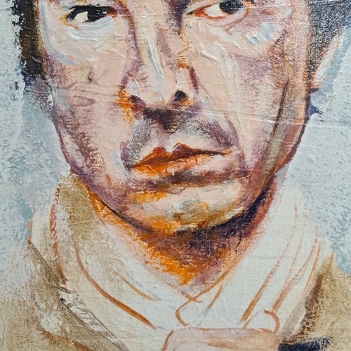 69 - Star Lot: A 'Tom Byrne (b. 1962)' acrylic and resin on canvas painting titled 'John Lennon and Noel ... 