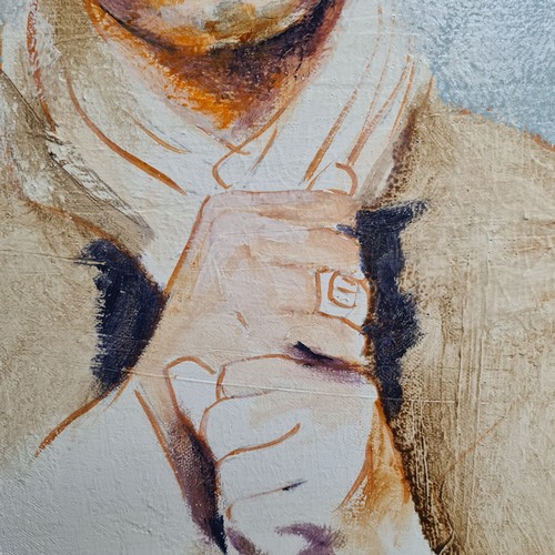 69 - Star Lot: A 'Tom Byrne (b. 1962)' acrylic and resin on canvas painting titled 'John Lennon and Noel ... 