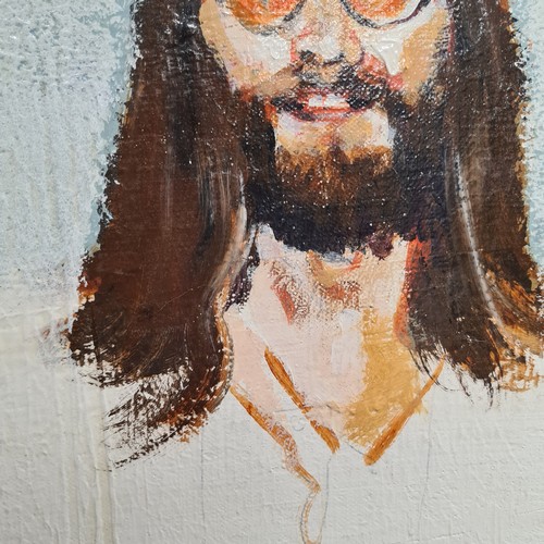 69 - Star Lot: A 'Tom Byrne (b. 1962)' acrylic and resin on canvas painting titled 'John Lennon and Noel ... 