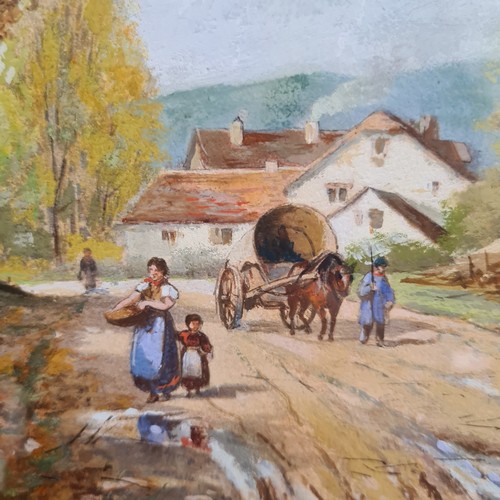 76 - Star Lot: A wonderful large 'H Weigelt Munche' watercolour on paper painting. Features an old countr... 