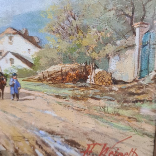 76 - Star Lot: A wonderful large 'H Weigelt Munche' watercolour on paper painting. Features an old countr... 