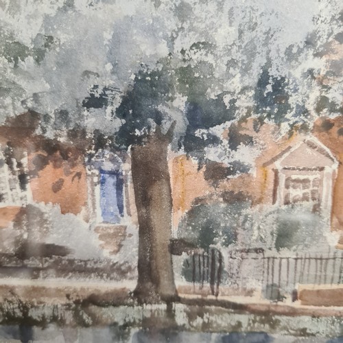 85 - Star Lot: A wonderful 'Tom Nisbet RHA (1909-2001)' watercolour on paper painting titled 'Mespil Road... 