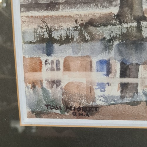 85 - Star Lot: A wonderful 'Tom Nisbet RHA (1909-2001)' watercolour on paper painting titled 'Mespil Road... 