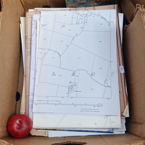 A large box of cartographic and technical ephemera, comprising Ordnance ...