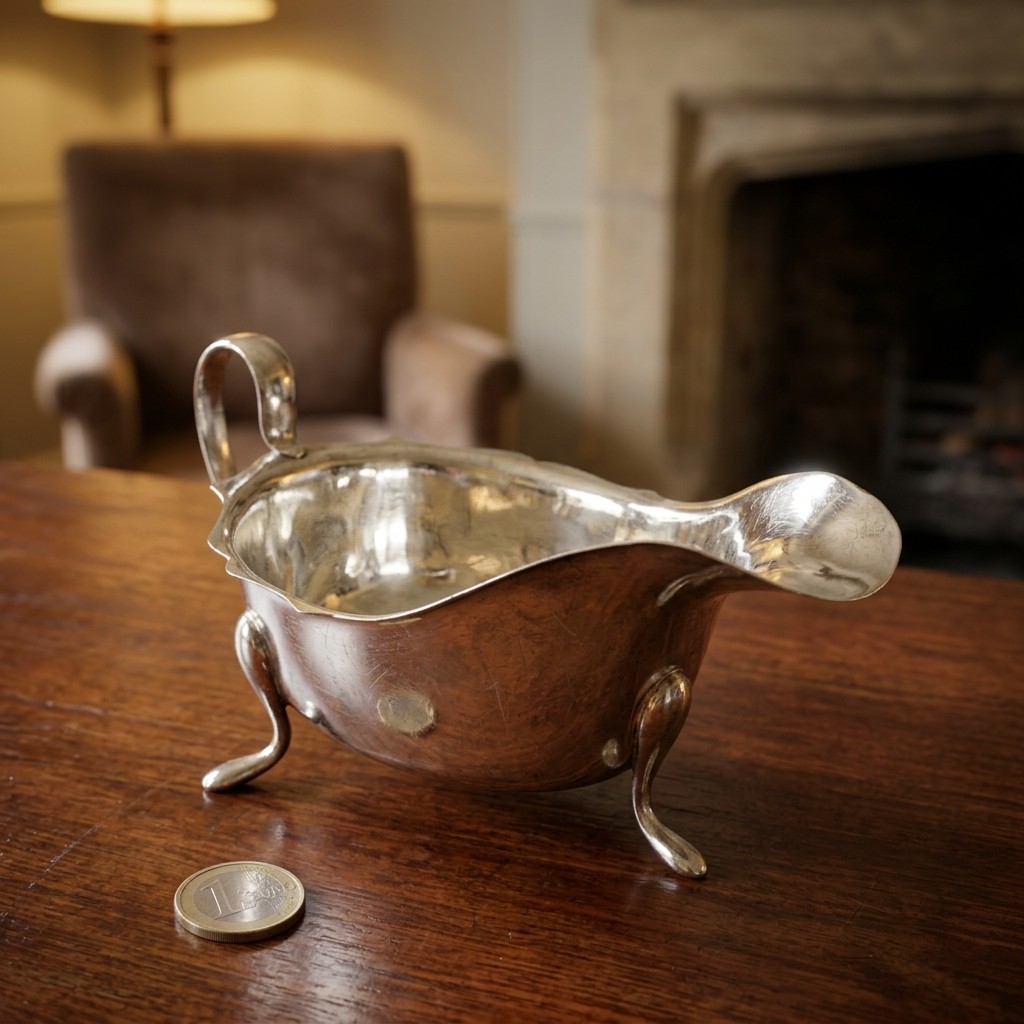 Star Lot: An impressive large sterling silver sauce boat featuring a ...
