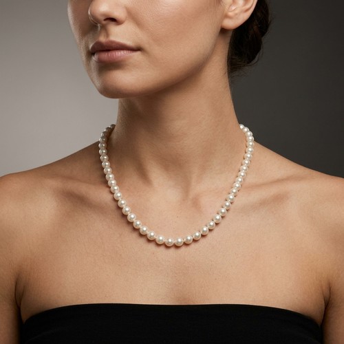 14 - A pearl necklace set with sterling silver clasp. Weight - 24 grams.