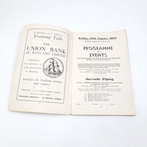 50 - A collection of 5 Cowal highland gathering at Dunoon souvenir program. Dated 1949/50/51/52/53. All i... 