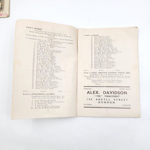 50 - A collection of 5 Cowal highland gathering at Dunoon souvenir program. Dated 1949/50/51/52/53. All i... 