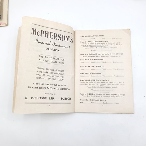 50 - A collection of 5 Cowal highland gathering at Dunoon souvenir program. Dated 1949/50/51/52/53. All i... 