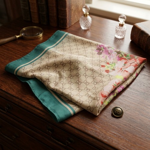 37 - A lovely floral scarf label marked 100% silk.