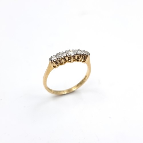 1 - Super Star Lot : A Stunning 5 stone bright natural diamond ring. Set in 18ct gold. Size M. Weight - ... 