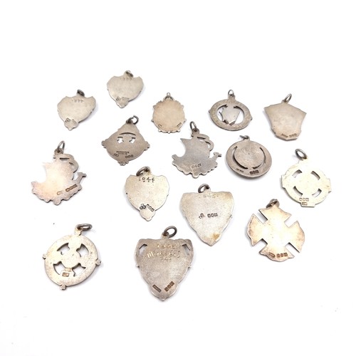 53 - Star Lot : A collection of 15 vintage circa 1944/45 All Irish silver medallion. Total weight - 109 g... 