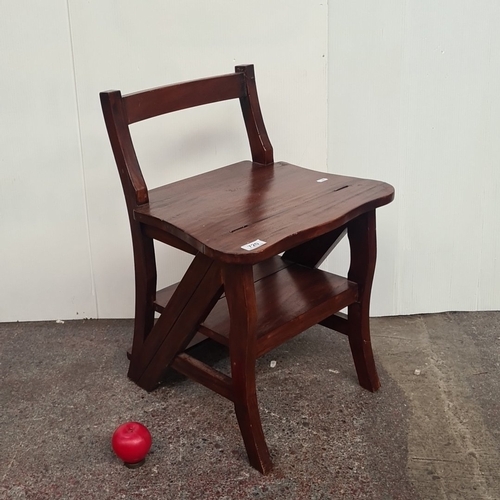 Mahogany metamorphic library chair converting to steps, with a curved ...