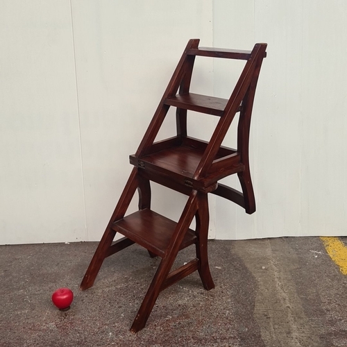 Mahogany metamorphic library chair converting to steps, with a curved ...